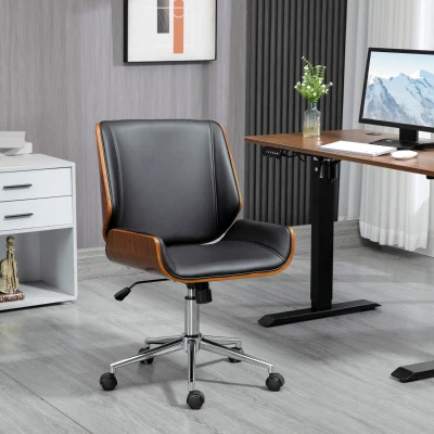 Vinsetto Chaise Bureau Vintage Pivotante Gris Chromé