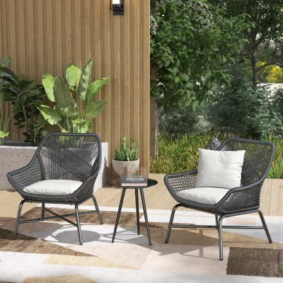 Outsunny Table Basse Ronde Ø40cm Verre Trempé Acier Noir