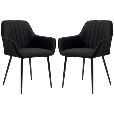 HOMCOM Chaises Salle à Manger Design Scandinave Lot de 2 Métal Noir