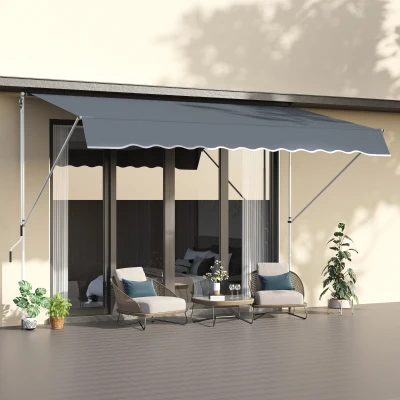 Outsunny Tenda da Sole 4x1.2m Telescopica Avvolgibile Grigio