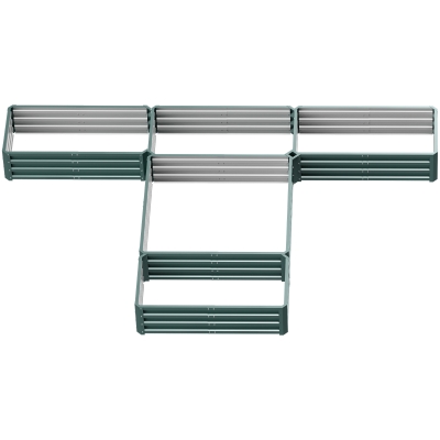 Outsunny Jardinière Acier Modulable Vert 5 Pièces Légumes