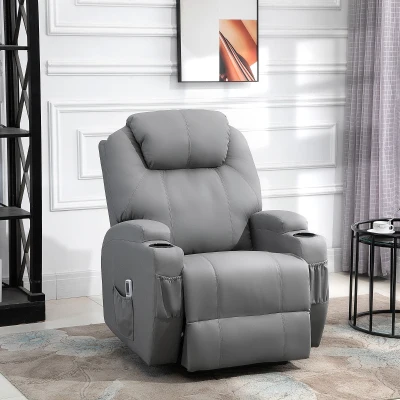 HOMCOM Fauteuil Massage Gris Relax Électrique Luxe