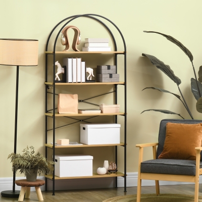HOMCOM Étagère Industrielle Arrondie 80x28x179cm Noir