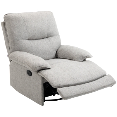 HOMCOM Fauteuil Relax Inclinable Tissu Lin Gris Clair