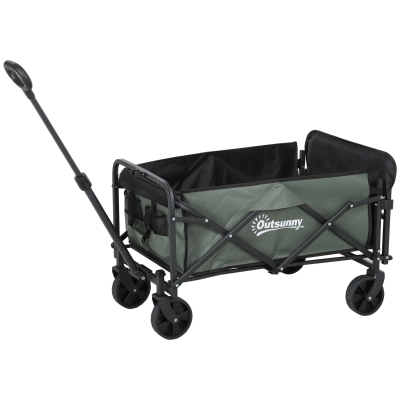 Outsunny Chariot Pliable avec Roulettes Vert 114x46x92 cm