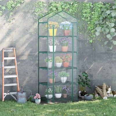Outsunny Serre Jardin 5 Niveaux Acier PVC Vert