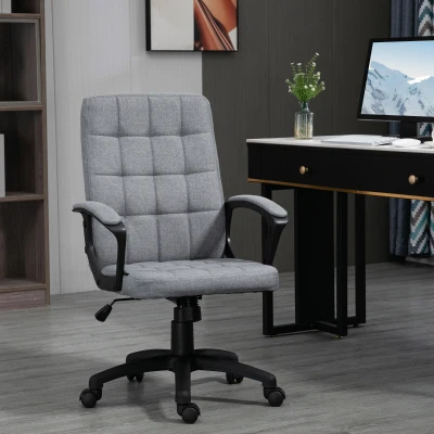 Vinsetto Chaise Bureau Tissu Pivotante Gris Noir