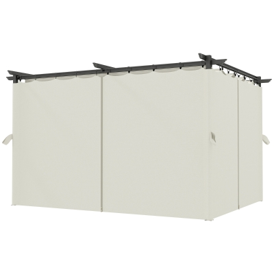 Outsunny Pergola 3x4m Toit Rétractable Anti-UV Patio Crème