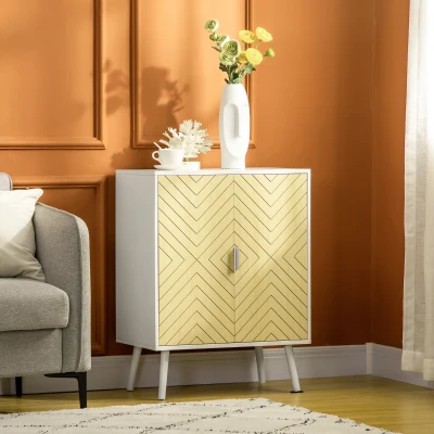 HOMCOM Buffet Scandinave 2 Portes Bois/Blanc 60x40x80cm
