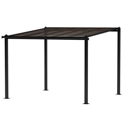 Outsunny Pergola Aluminium 3x3m Toit Polycarbonate Gris Extérieur