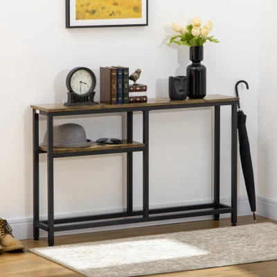 HOMCOM Table Console Industrielle Étagère Métal 75cm
