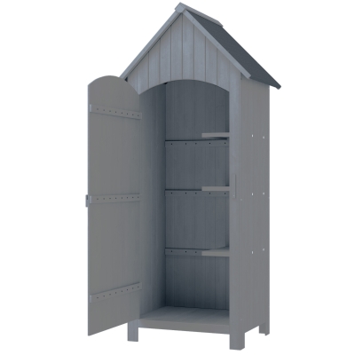 Outsunny Armoire Jardin Bois Gris Toit Bitumé 77,5x54,2x179,5cm