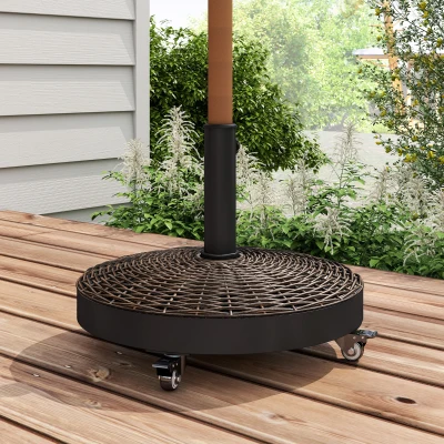 Outsunny Pied de Parasol Résine 22,7kg avec Roulettes Bronze