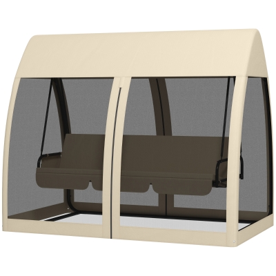 Outsunny Balancelle 3 Places Extérieur Convertible Beige