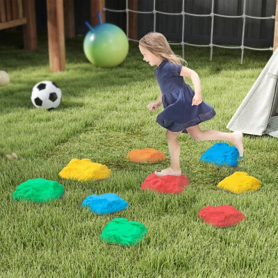AIYAPLAY 9 rutschfeste Balance-Trittsteine für drinnen und draußen, Koordinations-Förderung, für Kinder von 3-8 Jahren, Bunt