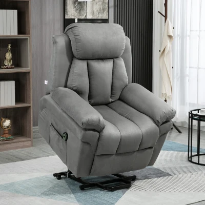 HOMCOM Fauteuil Électrique Inclinable Gris Repose-Pied
