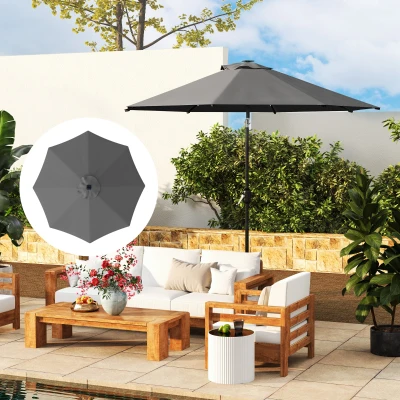 Outsunny Telo di Ricambio Ombrellone 3 m a 8 Stecche Grigio