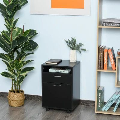 HOMCOM Cassettiera Portadocumenti 40cm x 35cm x 60cm Nero