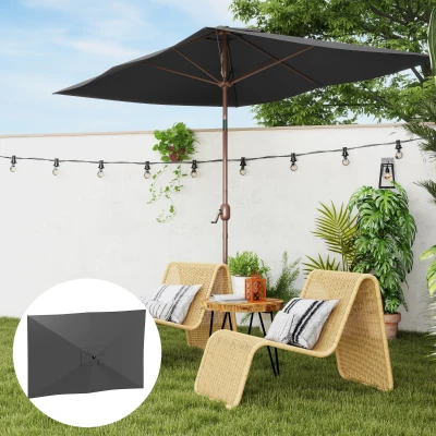 Outsunny Telo di Ricambio Ombrellone Rettangolare 3x2 m Grigio