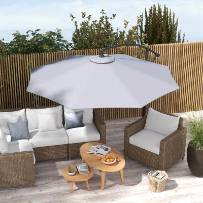 Outsunny Telo Ricambio Ombrellone Resistente all'Acqua Grigio