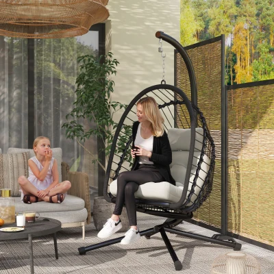 Rattan Swing Chair 100cm x 131cm x 194cm Black