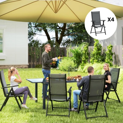 Outsunny Set 4 Sedie da Giardino Pieghevoli con Braccioli Grigio