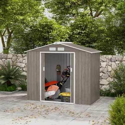 Outsunny Casetta da Giardino con Doppia Porta Scorrevole 2.1x1.3m