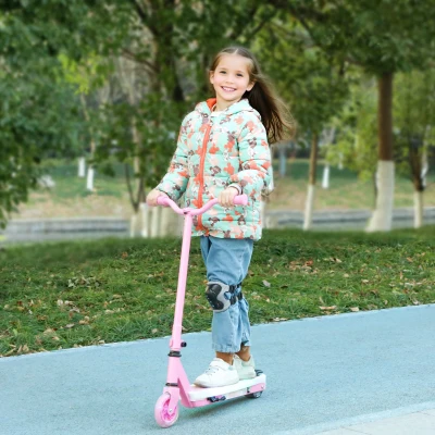AIYAPLAY Trotinete Elétrica para Crianças Máx. 6 km/h Motor 80 W Autonomia Máxima 8 km com Luzes LED Travão Traseiro Rosa