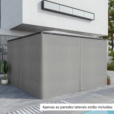 Outsunny 4 Paredes Laterais para Tenda 352x205 cm Laterais para Tenda Universal com Ganchos e Argola em C para Tenda Cinza Claro