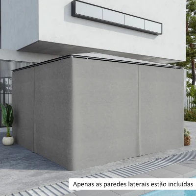 Outsunny 4 Paredes Laterais para Tenda 352x205 cm Laterais para Tenda Universal com Ganchos e Argola em C para Tenda Cinza Claro