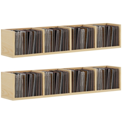 HOMCOM Wall-Mounted Media Storage Rack Wooden Natural