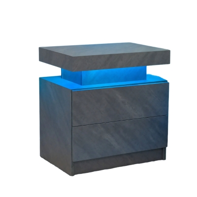 Versatile LED Bedside Table with Adjustable Lights, Gray
