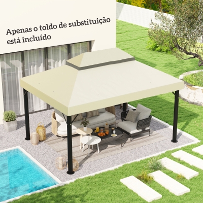 Outsunny Toldo de Substituição para Pérgola 4x3 m Toldo para Pérgola com Teto Duplo e Proteção UV 30+ Creme
