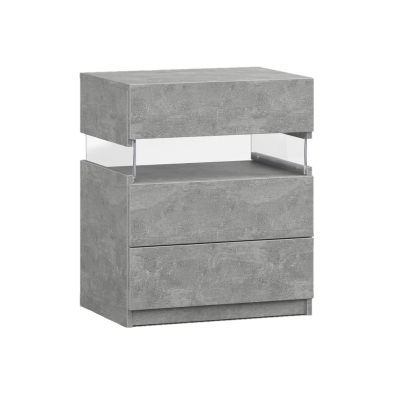 LED Nightstand with Acrylic Board and 3 Drawers, Gray
