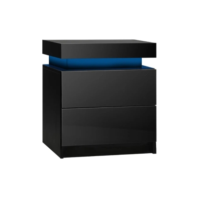 Space-Saving LED Nightstand with Adjustable Lights, Black