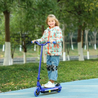 AIYAPLAY Trotinete Elétrica para Crianças Máx. 10 km/h Motor 80 W Autonomia Máxima 8 km Trotinete com Luzes LED Travão Traseiro 76x46x93 cm Azul