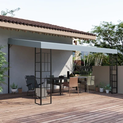 Outsunny Pergola 4 x 3 m Gartenpavillon Pavillon Überdachung Zelt Metall Polyester Grau