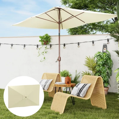 Outsunny Toldo de Recambio de Sombrilla de 3x2 m Toldo de Repuesto para Sombrilla con Ventilación Superior Anti-UV 50+ Beige