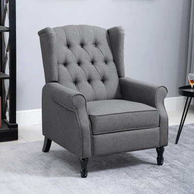 HOMCOM Recliner Armchair Wingback Light Grey
