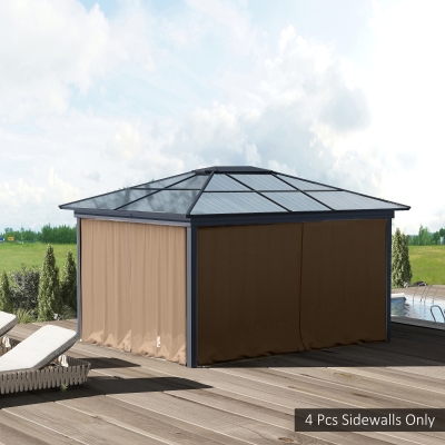 Outsunny 4 Paredes Laterais para Tenda 302x205 cm Laterais para Tenda Universal com Ganchos e Argola em C para Jardim Terraço Marrom