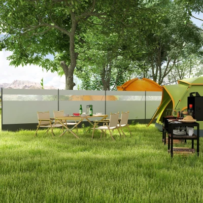Outsunny Parawan z oknem przepuszczającym światło i torbą, stalowe słupki, 725x140cm, Szary