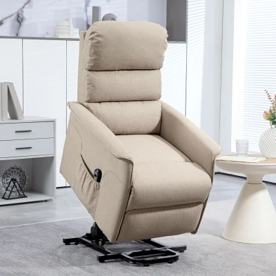 HOMCOM Fauteuil Releveur Massage Chaleur Beige avec Repose-pied