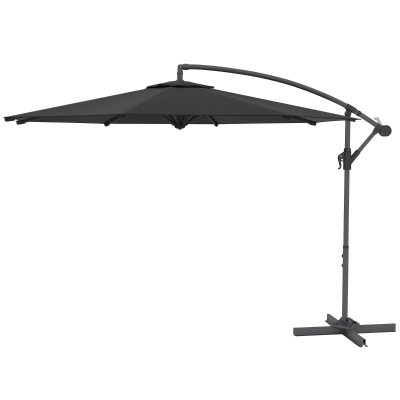 Outsunny Parasol Déporté Octogonal 3m Noir avec Pied Croix
