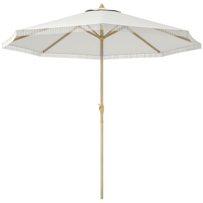 Outsunny Parasol Inclinable Ø265cm Manivelle Bohème Blanc
