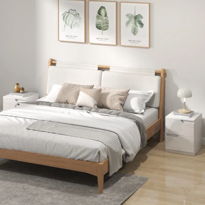 HOMCOM High Gloss Bedside Tables Set of 2 White