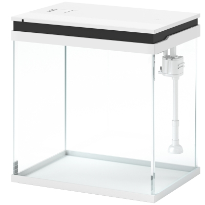 PawHut Aquarium Complet 14L Verre LED Filtration Blanc