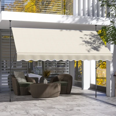 Outsunny Store Banne Manuel 2x1,2m Rétractable Métal Alu Sable