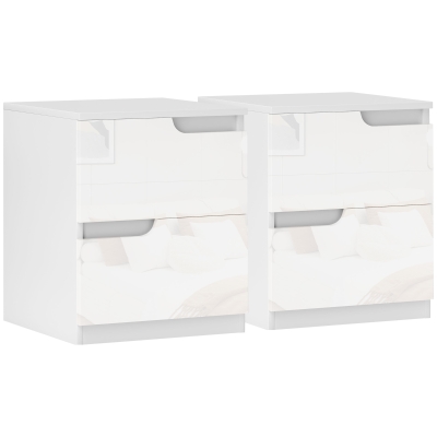 HOMCOM High Gloss Bedside Tables Set of 2 White