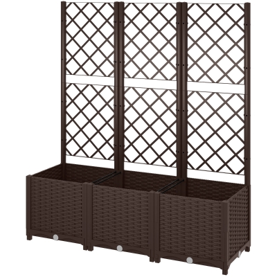 Outsunny Jardinière Extérieure 120x40x135 cm avec Treillis Marron
