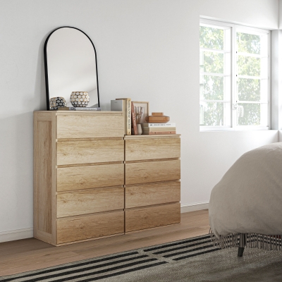 HOMCOM Kommode 4 Schubladen Aufbewahrungsmöbel griffloses minimalistisches Design 60 x 40 x 80 cm Natur